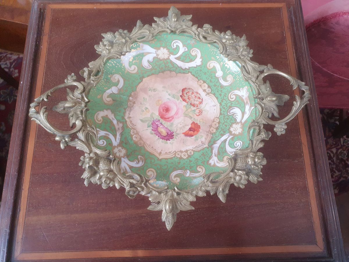 Ornate 19th Century Gilt Bronze Mounted China Centre Dish